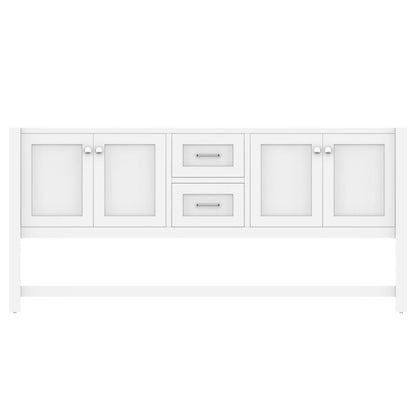 Alya Bath Wilmington 72" Double White Freestanding  Bathroom Vanity  With Brushed Nickel Edge Handles - HE-102-72D-W
