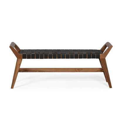Union Home Cove Bench - Black Leather -  BDM00070