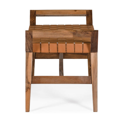 Union Home Cove Bench - Brown Leather  - BDM00071