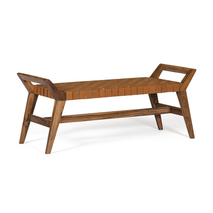 Union Home Cove Bench - Brown Leather  - BDM00071
