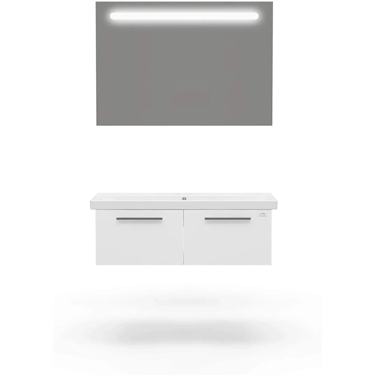 Casa Mare Aspe 40" Glossy White Bathroom Vanity and Ceramic Sink Combo with LED Mirror - Aspe100GW-40