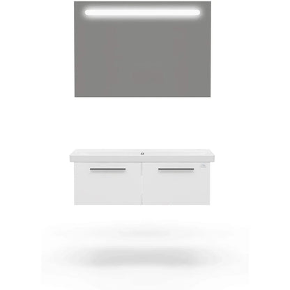 Casa Mare Aspe 40" Glossy White Bathroom Vanity and Ceramic Sink Combo with LED Mirror - Aspe100GW-40