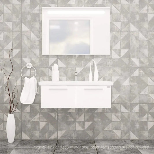 Casa Mare Aspe 40" Glossy White Bathroom Vanity and Ceramic Sink Combo with LED Mirror - Aspe100GW-40