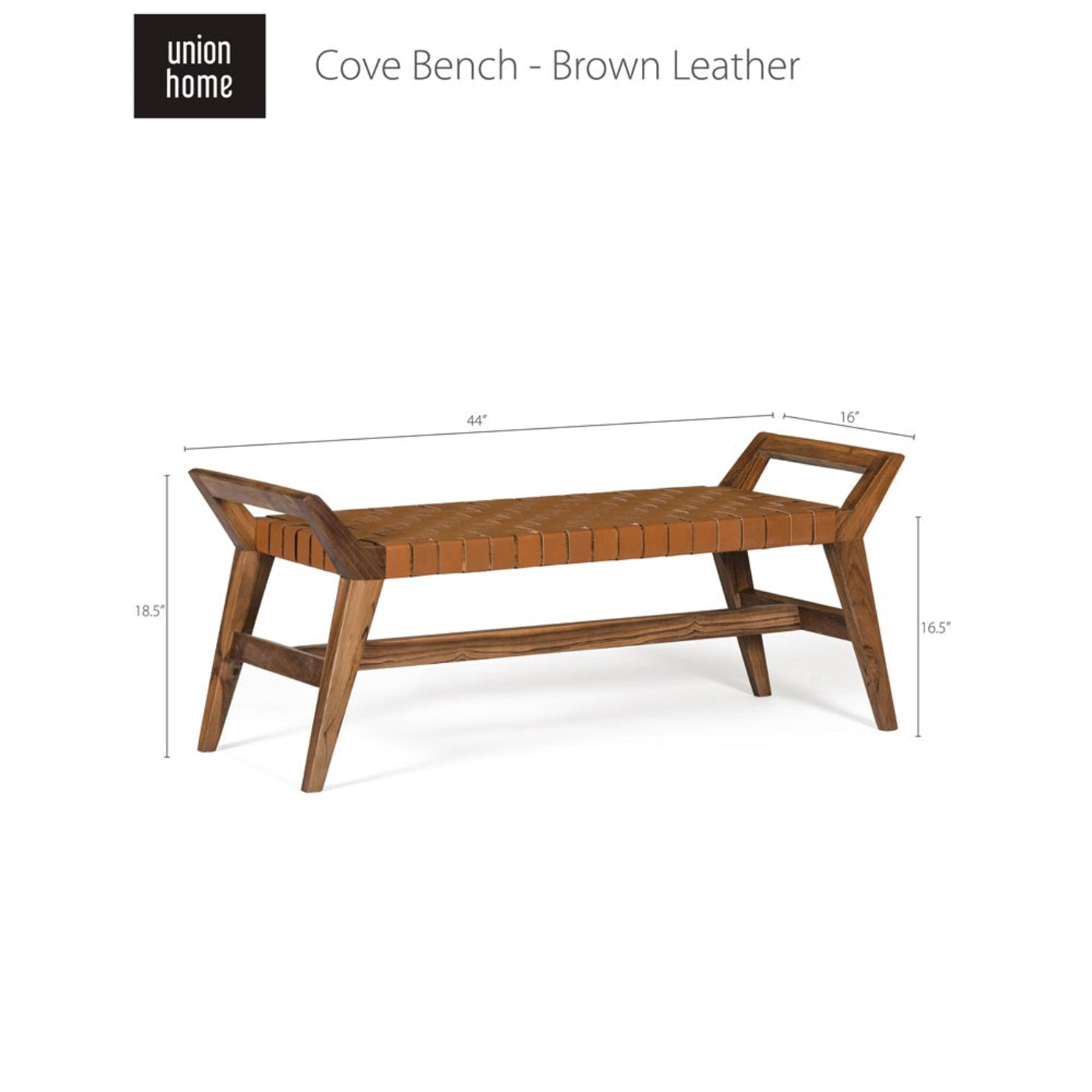 Union Home Cove Bench - Brown Leather  - BDM00071