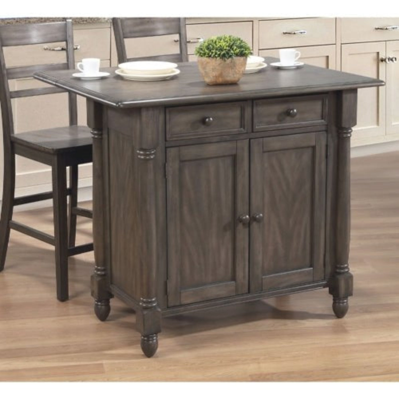 Sunset Trading Shades of Gray Drop Leaf Kitchen Island -   DLU-KI-4222-AG