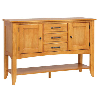 Sunset Trading Selections Sideboard with Large Display Shelf | 3 Drawers 2 Storage Cabinets | Light Oak -  DLU-1122-SB-LO