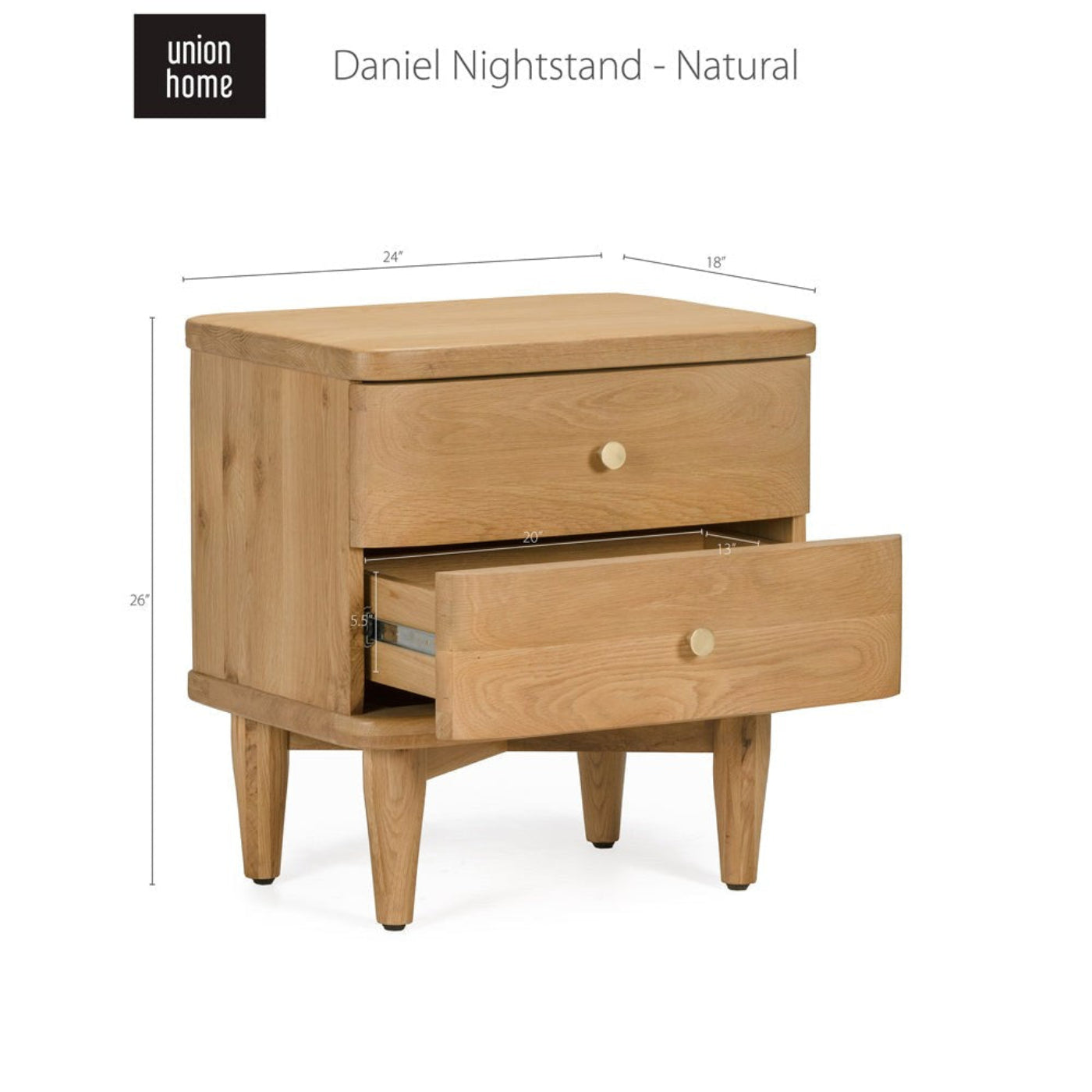 Union Home Daniel Nightstand Natural  - BDM00152