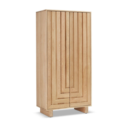 Union Home Array Large Oak Wood Cabinet In Natural Oil Finish  - LVR00618