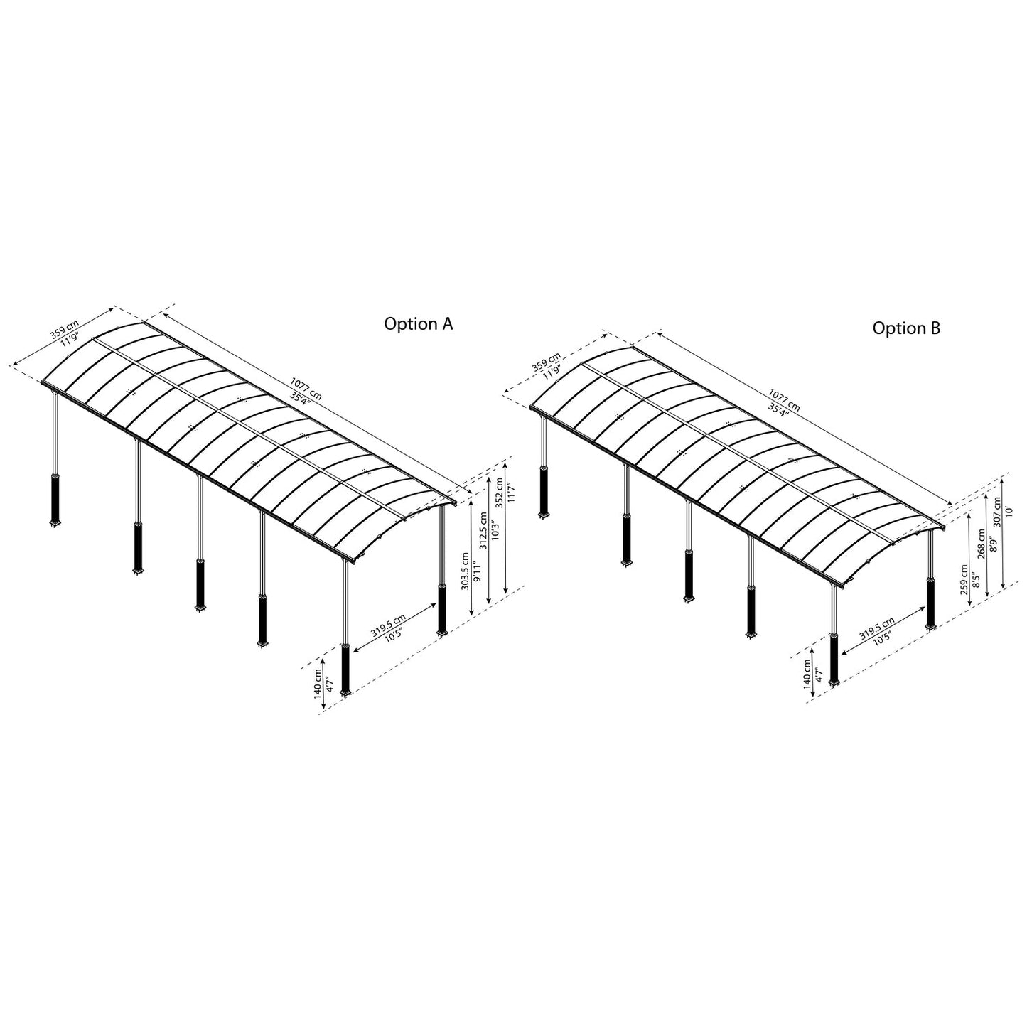 Palram - Canopia | Arcadia Alpine RV Carport 12x35x11.5 ft - HG9128