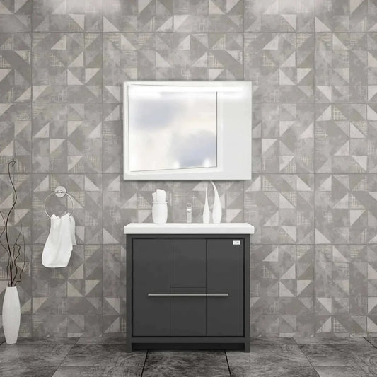 Casa Mare Alessio 32" Bathroom Vanity and Ceramic Sink Combo with LED Mirror - Alessio80GG-32