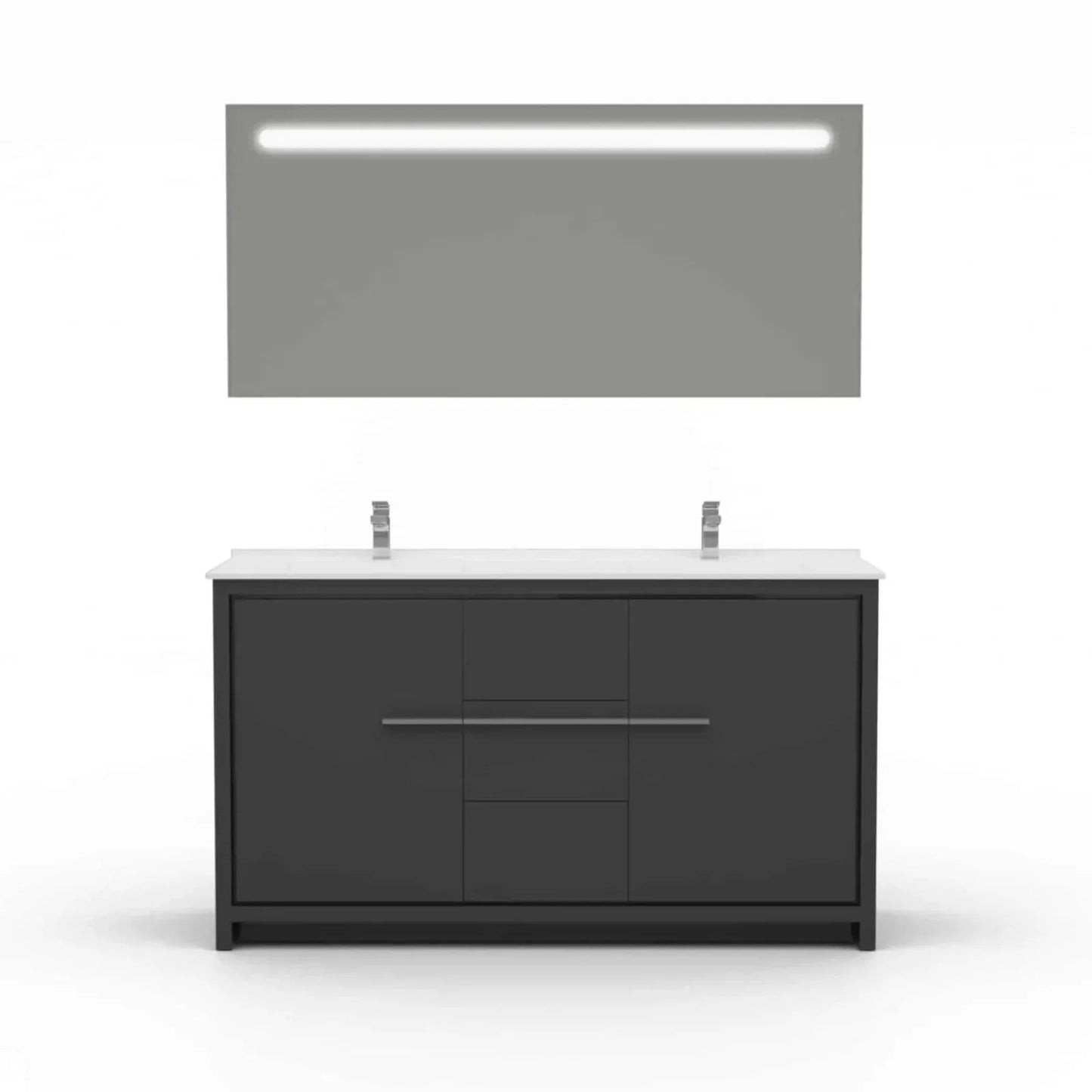 Casa Mare Alessio 60" Bathroom Vanity and Ceramic Sink Combo with LED Mirror - Alessio152GG-60