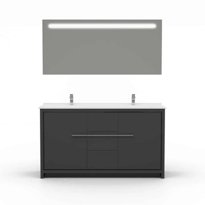 Casa Mare Alessio 60" Bathroom Vanity and Ceramic Sink Combo with LED Mirror - Alessio152GG-60