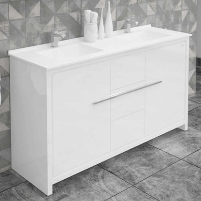 Casa Mare Alessio 60" Bathroom Vanity and Ceramic Sink Combo with LED Mirror - Alessio152GG-60
