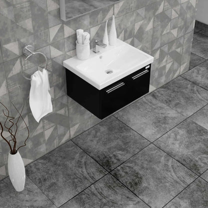 Casa Mare Aspe 24" Bathroom Vanity and Ceramic Sink Combo with LED Mirror - Aspe60GB-24