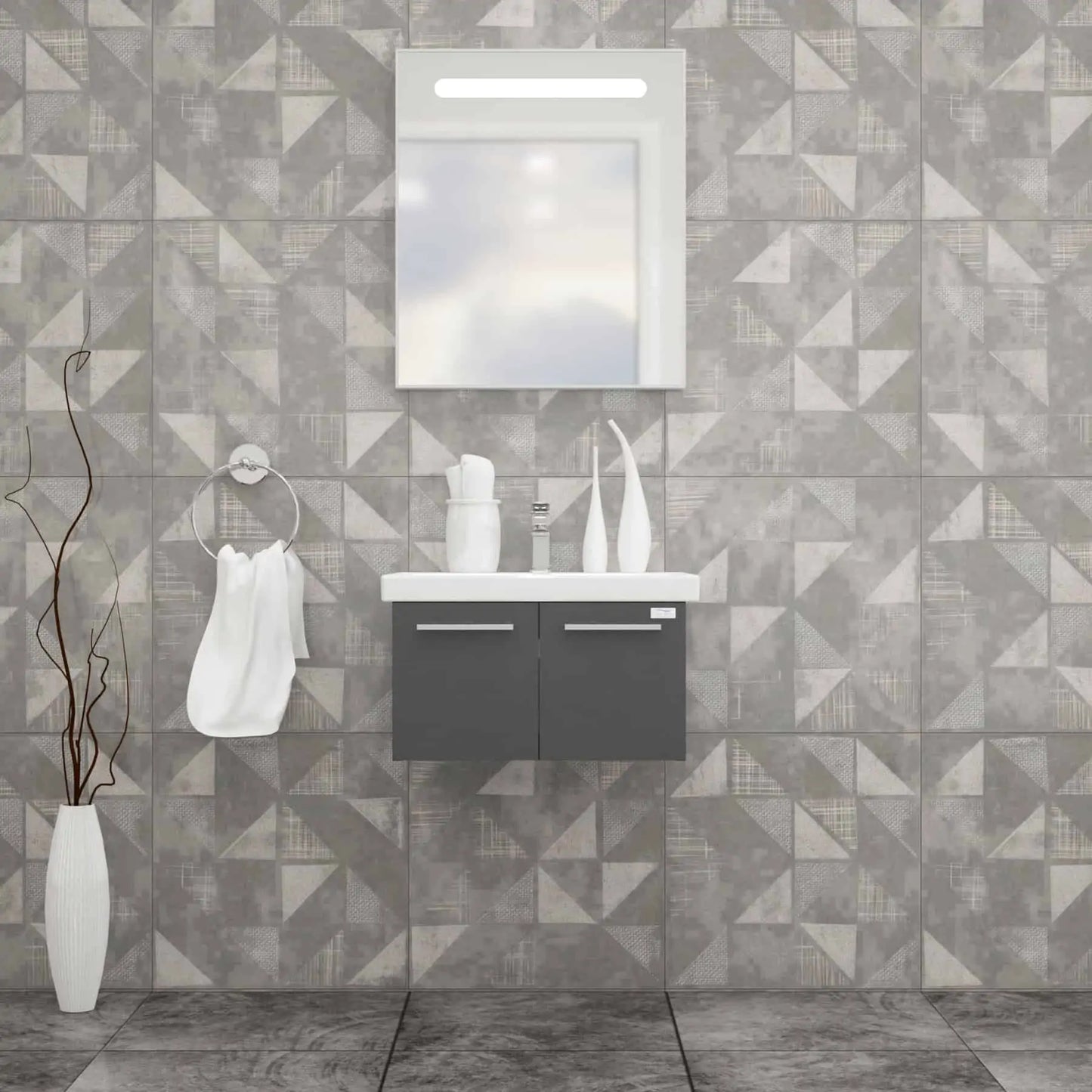 Casa Mare Aspe 32" Bathroom Vanity and Ceramic Sink Combo with LED Mirror - Aspe80GB-32