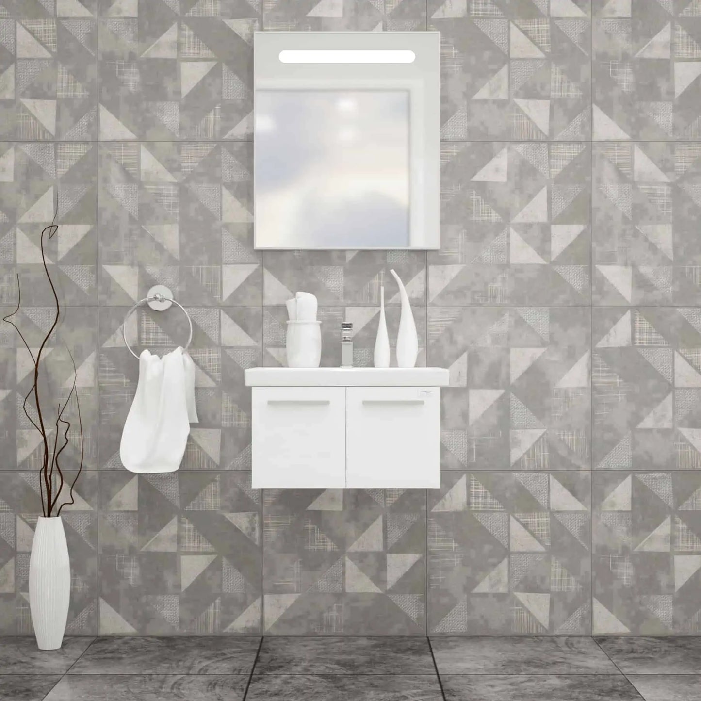 Casa Mare Aspe 32" Bathroom Vanity and Ceramic Sink Combo with LED Mirror - Aspe80GB-32