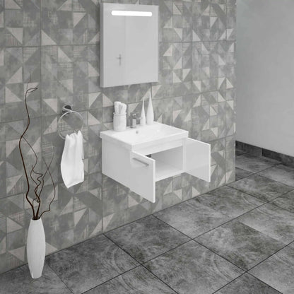 Casa Mare Aspe 24" Bathroom Vanity and Ceramic Sink Combo with LED Mirror - Aspe60GB-24