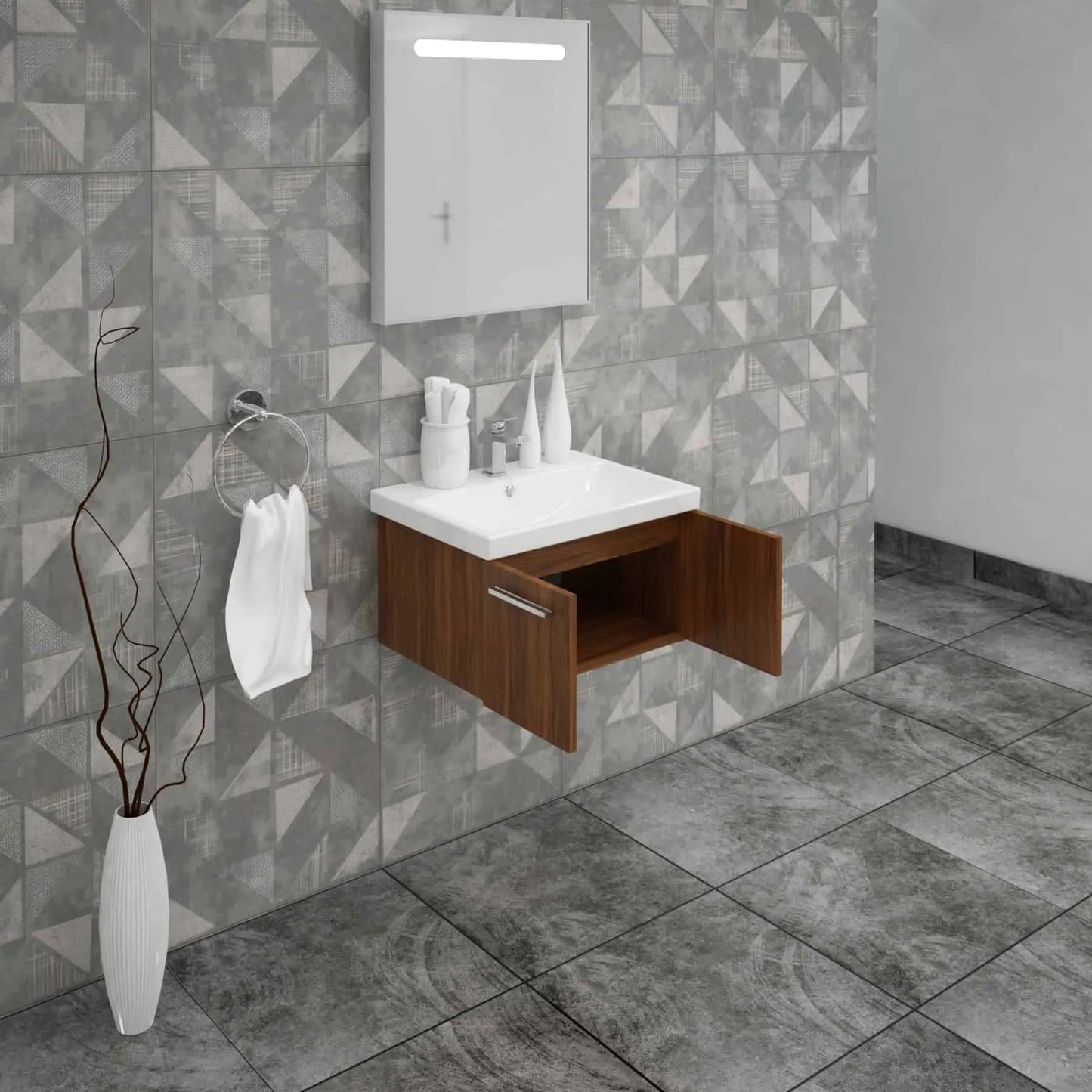 Casa Mare Aspe 32" Bathroom Vanity and Ceramic Sink Combo with LED Mirror - Aspe80GB-32