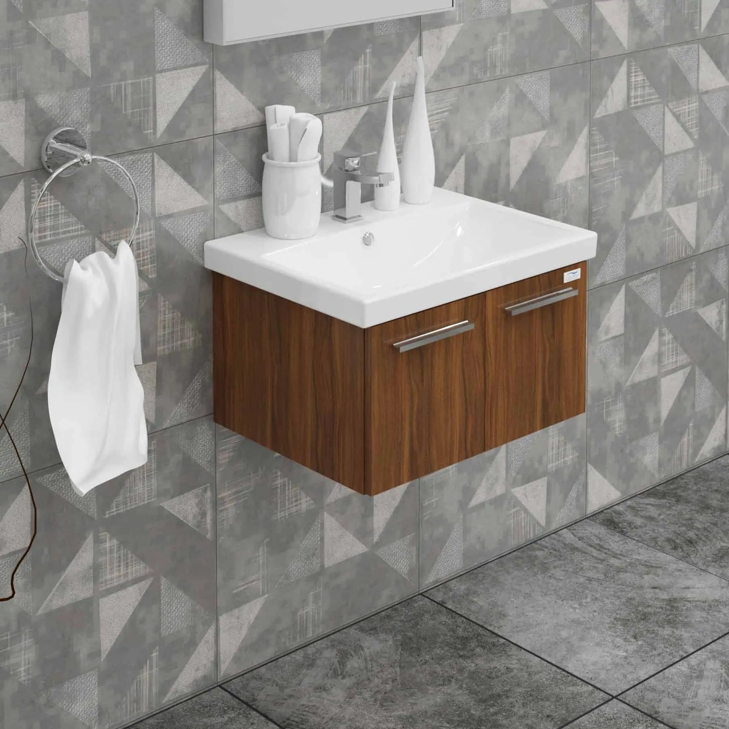 Casa Mare Aspe 24" Bathroom Vanity and Ceramic Sink Combo with LED Mirror - Aspe60GB-24