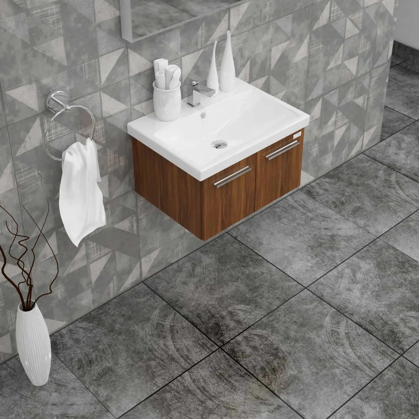 Casa Mare Aspe 32" Bathroom Vanity and Ceramic Sink Combo with LED Mirror - Aspe80GB-32