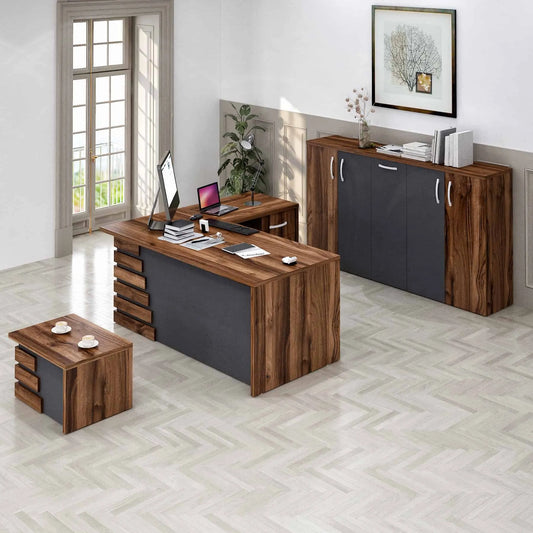 Casa Mare ATLAS 71" Modern Home & Office Furniture Desk Brown & Black - ATLAS-71LBG-S