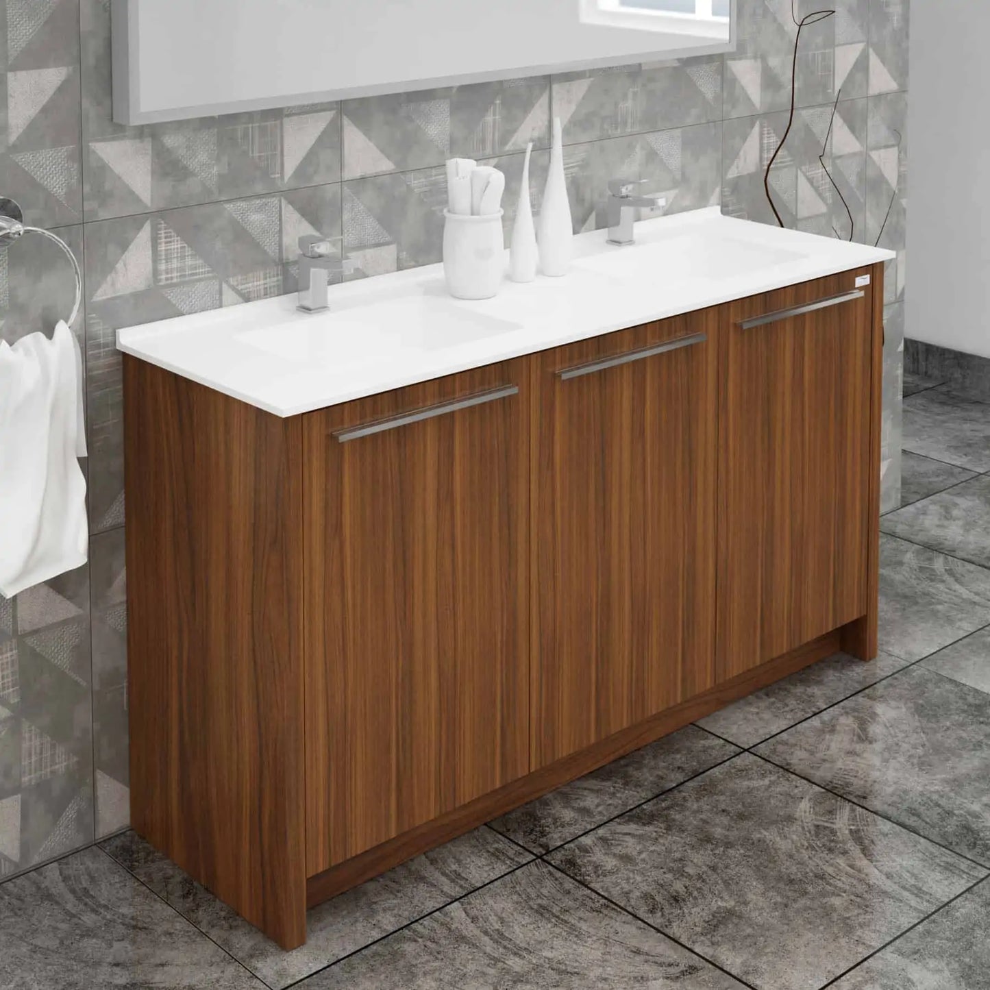 Casa Mare Benna 63" Bathroom Vanity and Double Sink Combo with LED Mirror - Benna160GG-63