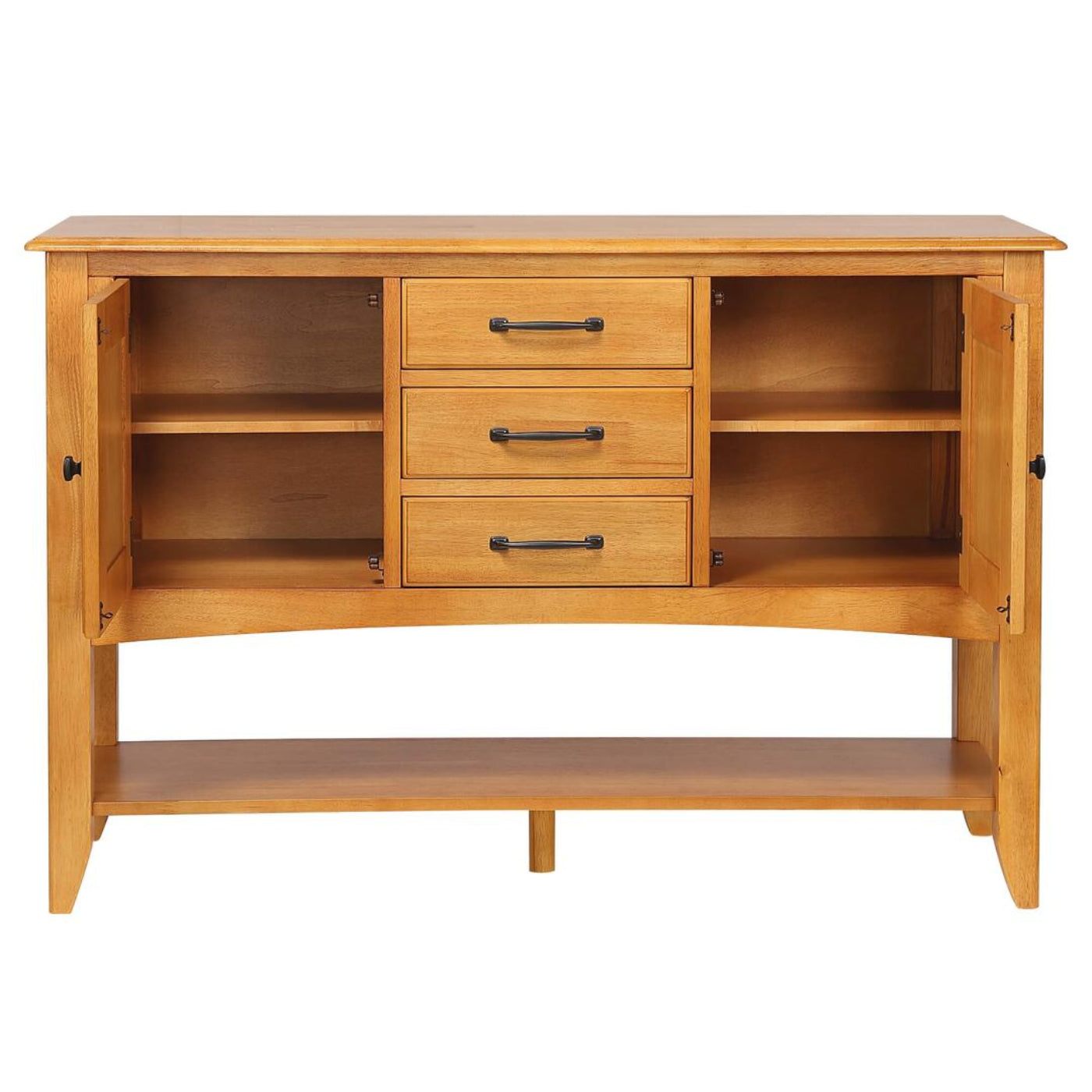 Sunset Trading Selections Sideboard with Large Display Shelf | 3 Drawers 2 Storage Cabinets | Light Oak -  DLU-1122-SB-LO