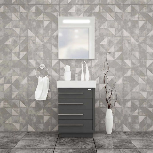 Casa Mare Domenico 24" Bathroom Vanity and Ceramic Sink Combo with LED Mirror - Domenico60GG-24