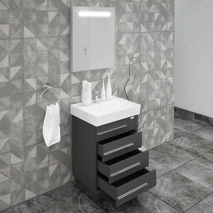 Casa Mare Domenico 24" Bathroom Vanity and Ceramic Sink Combo with LED Mirror - Domenico60GG-24