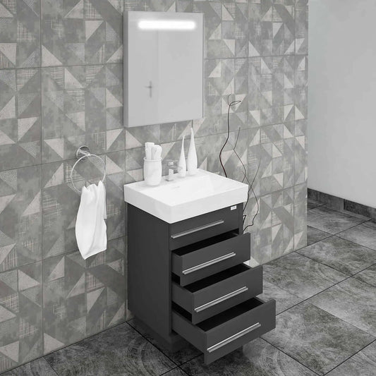 Casa Mare Domenico 32" Bathroom Vanity and Ceramic Sink Combo with LED Mirror - Domenico80GG-32
