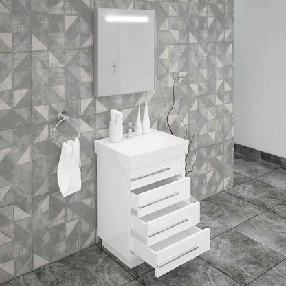 Casa Mare Domenico 24" Bathroom Vanity and Ceramic Sink Combo with LED Mirror - Domenico60GG-24
