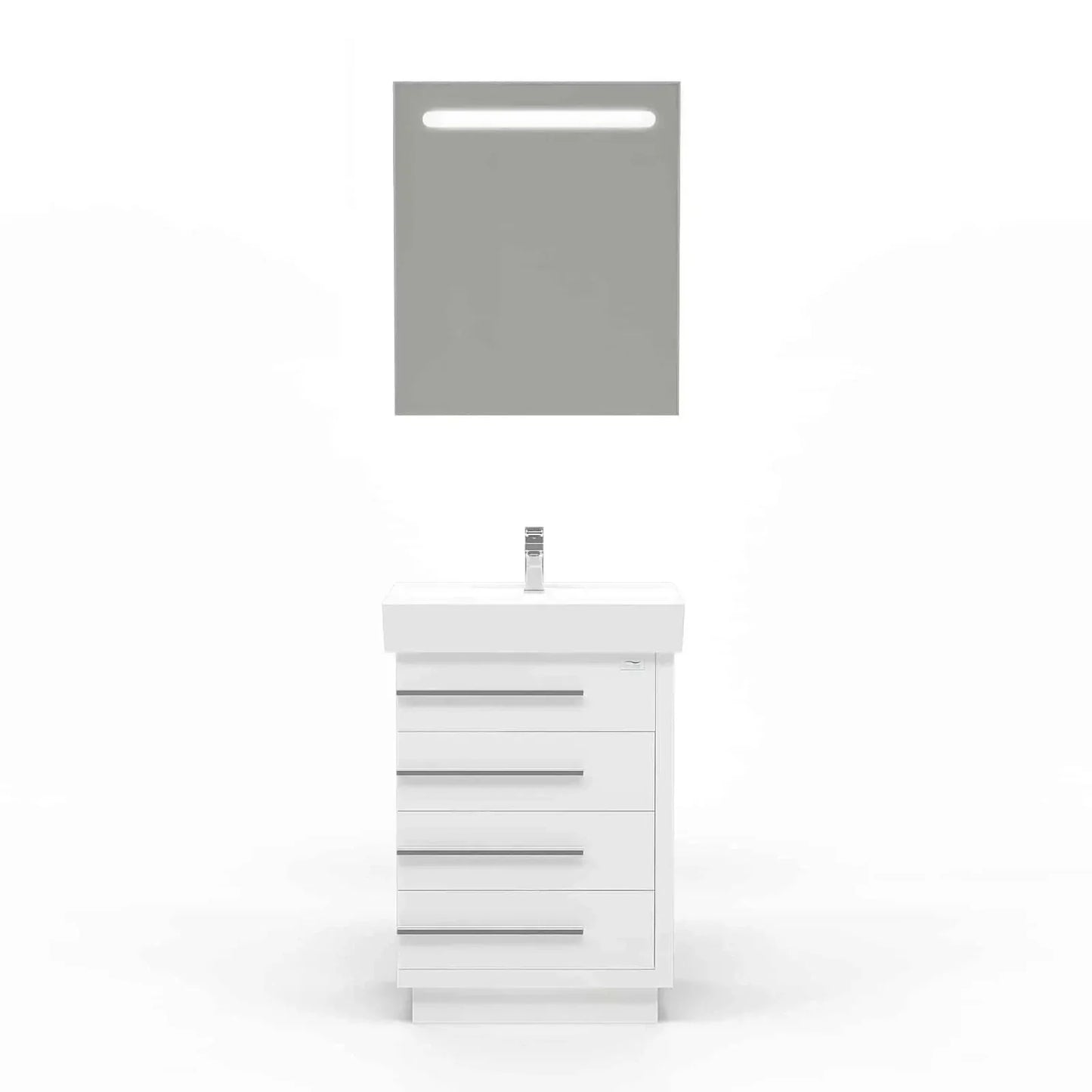 Casa Mare Domenico 24" Bathroom Vanity and Ceramic Sink Combo with LED Mirror - Domenico60GG-24