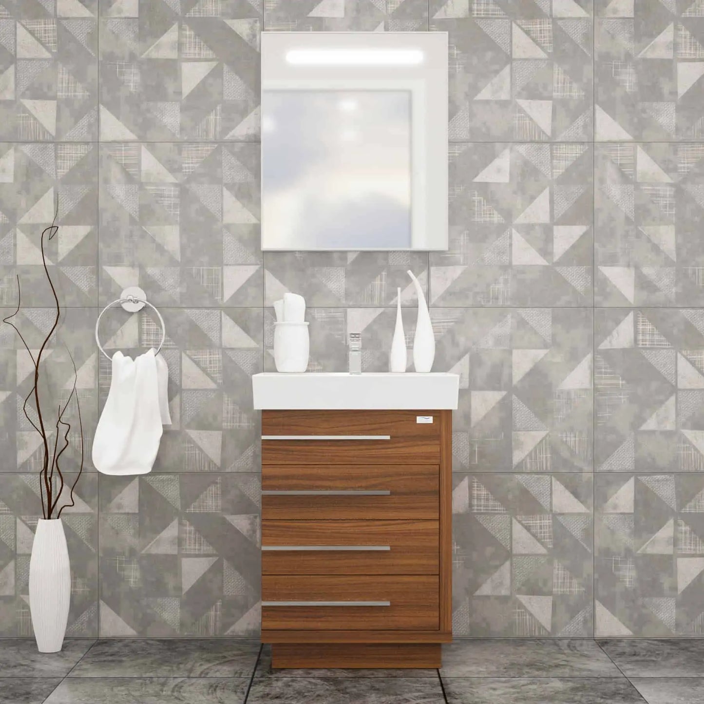 Casa Mare Domenico 24" Bathroom Vanity and Ceramic Sink Combo with LED Mirror - Domenico60GG-24