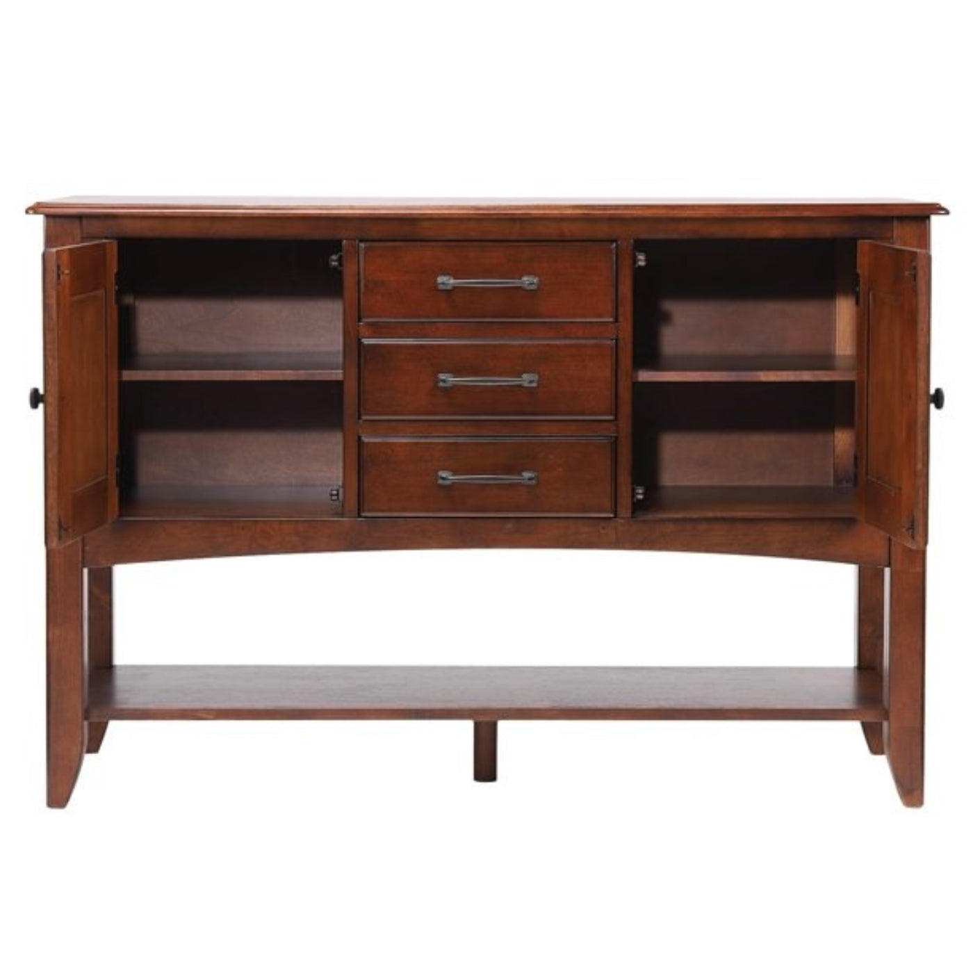 Sunset Trading Andrews Sideboard with Large Display Shelf | 3 Drawers 2 Storage Cabinets | Chestnut Brown  - DLU-ADW1122-SB-CT