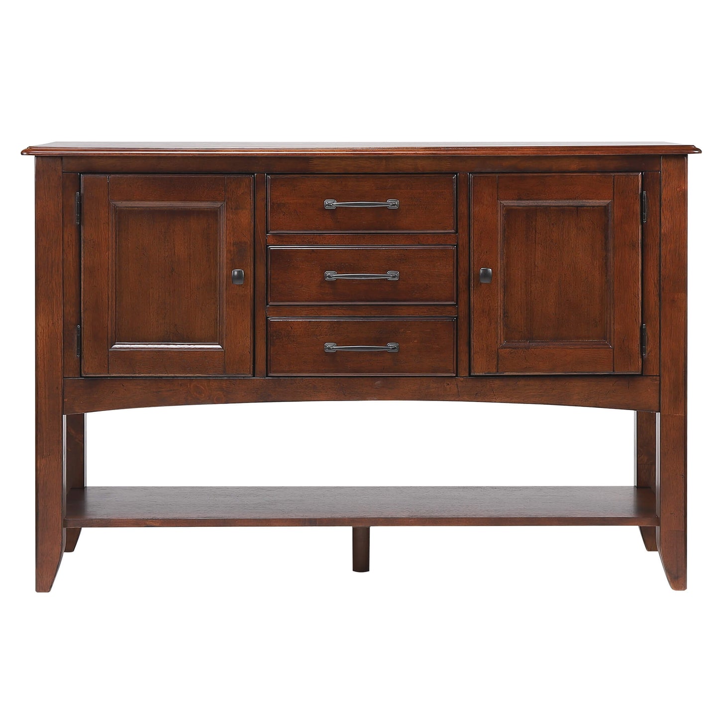 Sunset Trading Andrews Sideboard with Large Display Shelf | 3 Drawers 2 Storage Cabinets | Chestnut Brown  - DLU-ADW1122-SB-CT