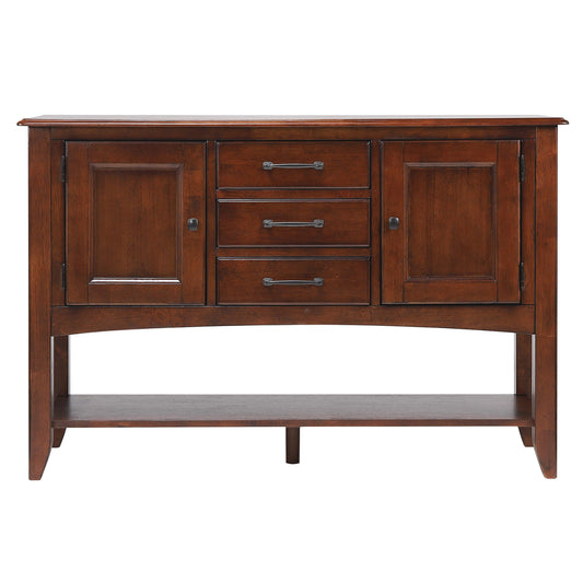 Sunset Trading Andrews Sideboard with Large Display Shelf | 3 Drawers 2 Storage Cabinets | Chestnut Brown  - DLU-ADW1122-SB-CT