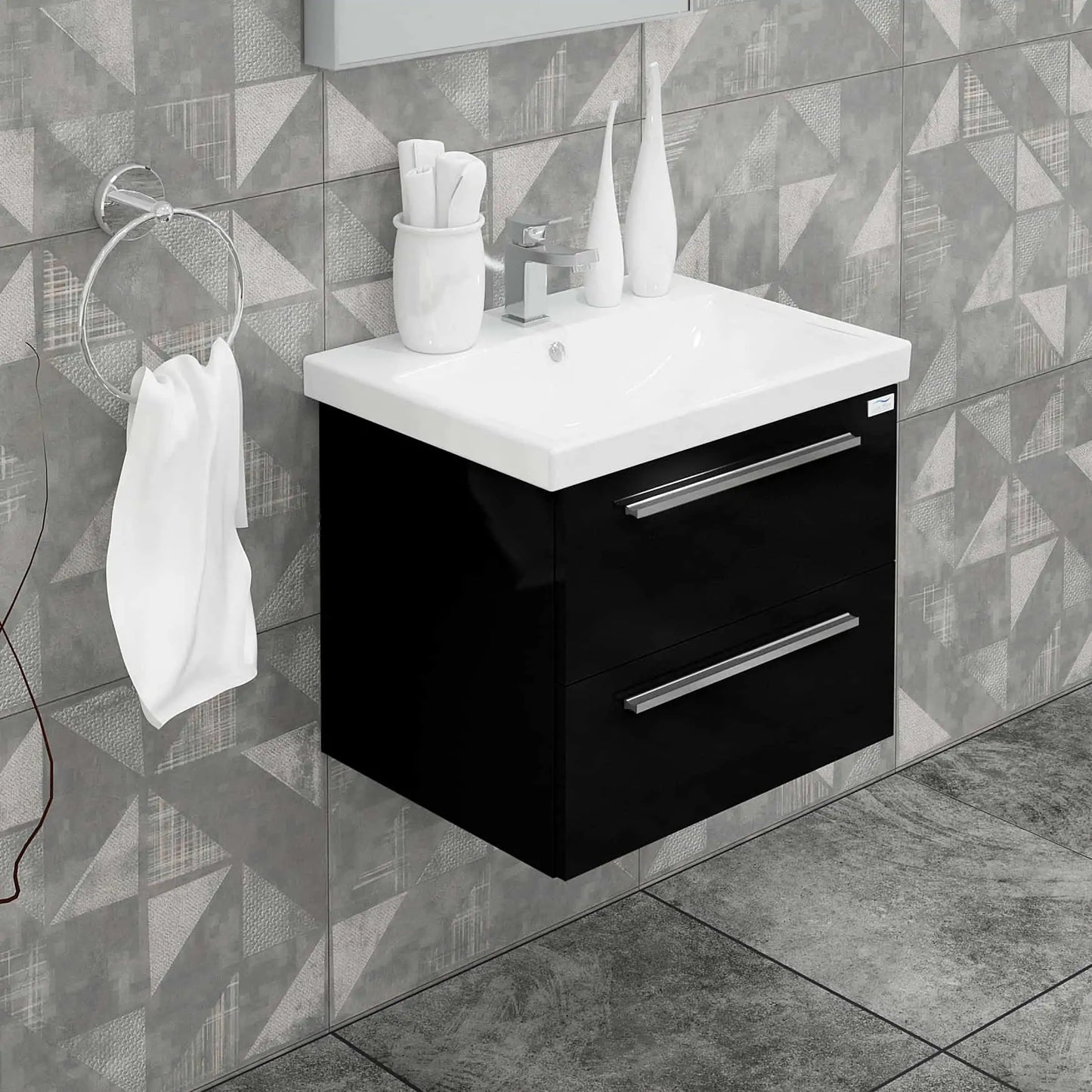 Casa Mare Elke 32" Bathroom Vanity and Ceramic Sink Combo with LED Mirror - Elke80GB-32