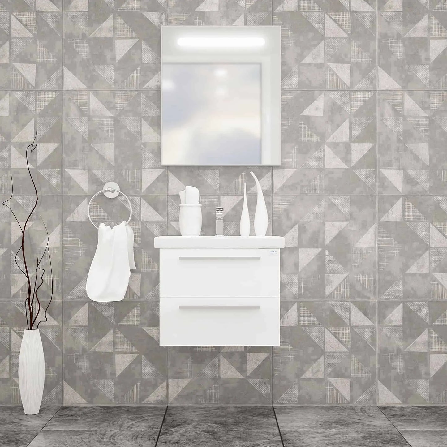 Casa Mare Elke 32" Bathroom Vanity and Ceramic Sink Combo with LED Mirror - Elke80GB-32