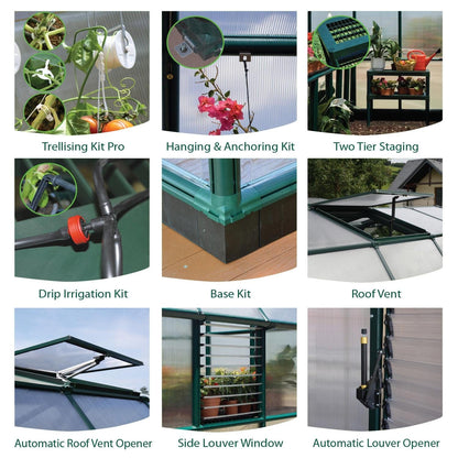 Palram - Canopia | Prestige 8x12 ft Clear Greenhouse Kit Package With 0.8mm Polycarbonate Glazing - HG7312C