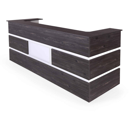 Casa Mare REBAB 90″ Reception Desk Dark Brown & White - RECEPTION-90RGW-S