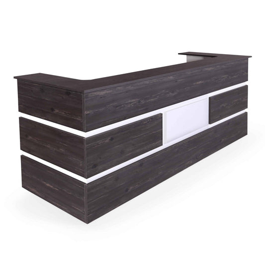 Casa Mare REBAB 90″ Reception Desk Dark Brown & White - RECEPTION-90RGW-S