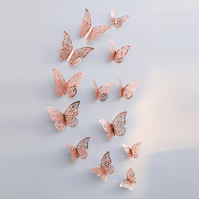 12Pcs 3D Hollow Butterfly Wall Sticker