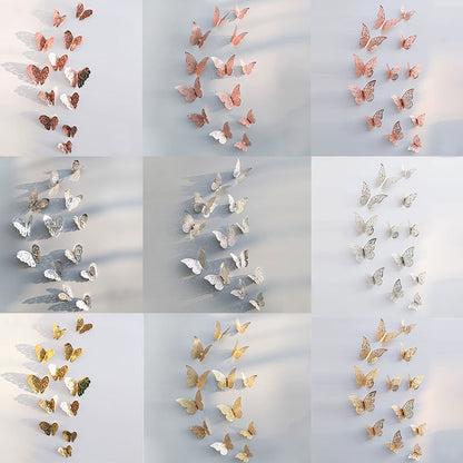 12pcs/set Hollow 3D Butterfly Wall Sticker