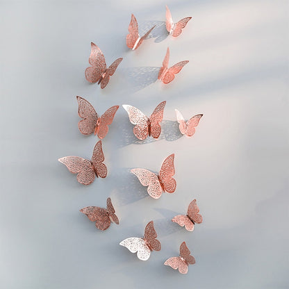 12pcs/set Hollow 3D Butterfly Wall Sticker