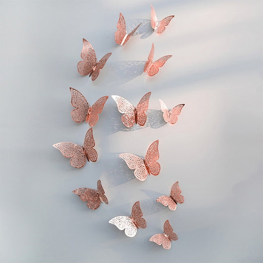 12pcs/set Hollow 3D Butterfly Wall Sticker