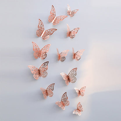 12pcs/set Hollow 3D Butterfly Wall Sticker