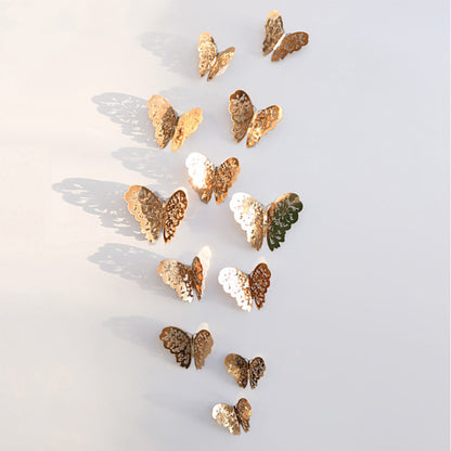12pcs/set Hollow 3D Butterfly Wall Sticker