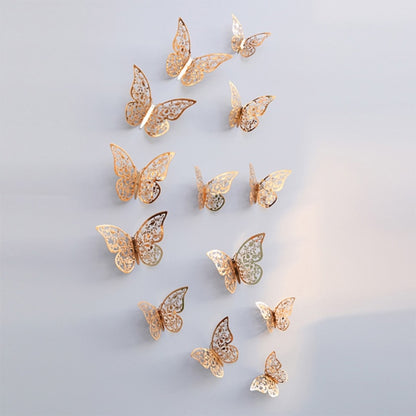 12pcs/set Hollow 3D Butterfly Wall Sticker