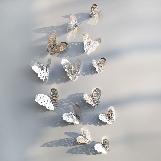 12pcs/set Hollow 3D Butterfly Wall Sticker