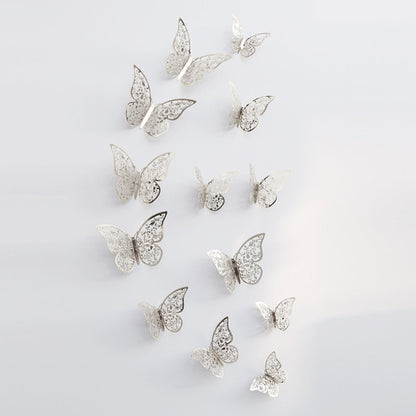 12pcs/set Hollow 3D Butterfly Wall Sticker